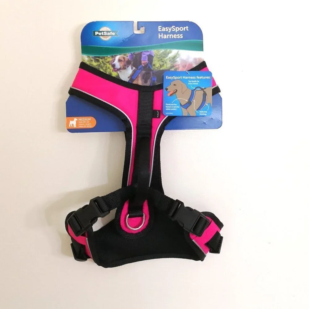 PetSafe EasySport Dog Harness Padded/Handle/Reflective‎ Piping-Medium, Pink